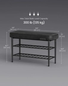 EKHO Cipőpad, Bejárati cipőtartó 30x80x50 cm, fekete