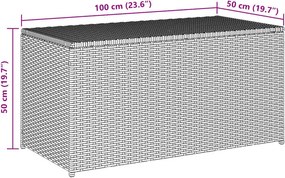 Szürke Polyrattan Kerti Tárolóláda 100 X 50 X 50 Cm