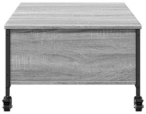 szürke sonoma szerelt fa dohányzóasztal kerekekkel 91x55x34 cm