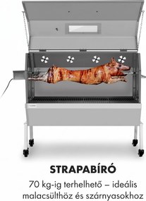 Klarstein Sauenland Pro XL, malacsütő grill, forgó nyárs, 13 W, 4 kerék, rozsdamentes acél