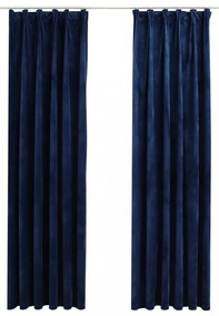 vidaXL 2 db sötétkék bársony sötétítőfüggöny kampókkal 140 x 245 cm