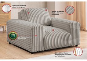 Világosszürke kordbársony fotel Justin – Ropez