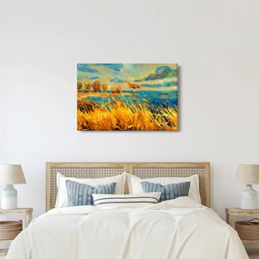 Kép - naplemente a tó felett, akril festmény (90x60 cm)