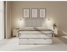 Kárpitozott ágy matracokkal és ágyneműtárolóval GRACE 140x200 cm bézs