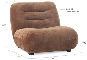 Barna bársony fotel Wyatt – Dutchbone