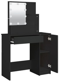 fekete LED.es fésülködőasztal 86,5 x 35 x 136 cm