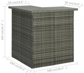 szürke polirattan sarok bárasztal 100 x 50 x 105 cm