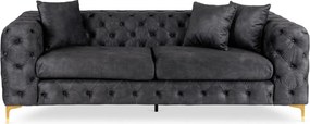 Sofa SORRENTO 3S Trzyosobowa Czarna Welurowa