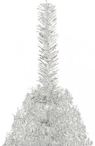 ezüstszínű PET fél műkarácsonyfa állvánnyal 150 cm