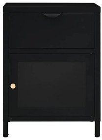 2 db fekete acél és üveg éjjeliszekrény 40 x 30 x 54,5 cm
