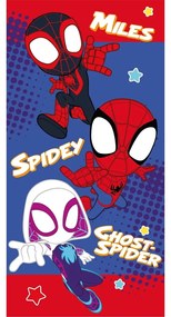 Piros-kék pamut gyerek fürdőlepedő 70x140 cm Spidey – Jerry Fabrics