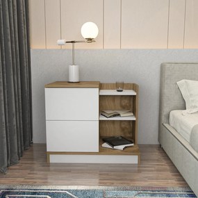 Éjjeliszekrény Rena - White, Oak