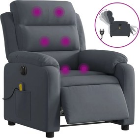 vidaXL sötétszürke bársony elektromos dönthető masszázsfotel