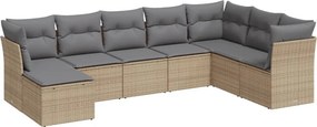 vidaXL 8 részes bézs polyrattan kerti ülőgarnitúra párnával