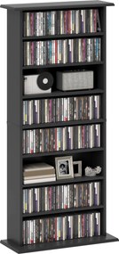 HOMCOM 8-polcos Könyvespolc 360 CD számára, Modern Design, Forgácslap CD Tartó, 58x24x124,5 cm, Fekete | Aosom