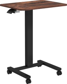 Vinsetto Magasságállítható Számítógép Asztal, Laptop Asztal Kerekekkel, Ülő-Álló Asztal, Mobil Oldal Asztal Kézi Kerekekkel Nappaliba, Hálószobába, Ru