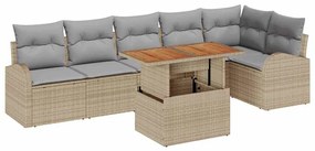 vidaXL Kerti Kanapé Szett tárolóval 7 pcs Bézs Poli rattan