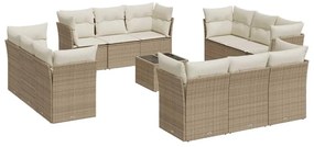 13 részes bézs polyrattan kerti ülőgarnitúra párnákkal