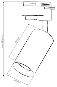 Spotlámpa sínrendszerhez MARIBEL 3xGU10/10W/230V +1 m sín rendszer