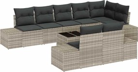 vidaXL Kerti Kanapé Szett tárolóval Világosszürke Poli rattan