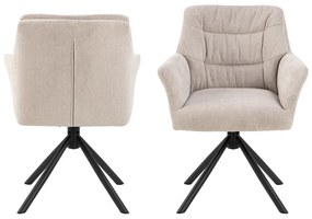 Bézs kárpitozott karfás étkezőfotel Alonso – Actona