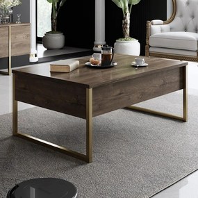 Dohányzóasztal Luxe - Walnut, Gold