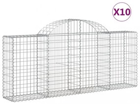 vidaXL 10 db íves horganyzott vas gabion kosár 200x30x80/100 cm