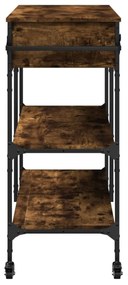 füstös tölgy színű szerelt fa zsúrkocsi 105 x 42 x 95 cm