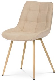 Elegáns Étkezőszék, krémszínű szövet, fém lábak, 3D tölgyfa dekoráció