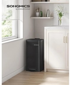 SONGMICS 30 literes konyhai szemetes, belső vödörrel, fekete színben