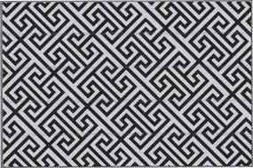 Outsunny Kültéri Szőnyeg 182x274 cm Fordítható Szőnyeg Vízálló Geometrikus Mintával Teraszra, Erkélyre, Pavilonhoz, Strandhoz Fekete és Fehér | Aosom