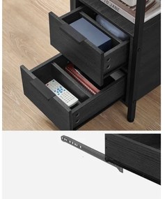 ROD fekete oldalsó asztal beépített konnektorokkal és USB-portokkal