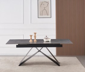 Kihúzható étkezőasztal, beton/fekete, 160-200x90 cm, MAJED