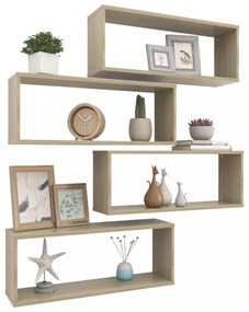 4 db sonoma tölgy szerelt fa négyszögű fali polc 60x15x23cm