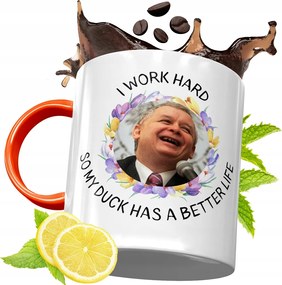 Narancssárga Bögre A Pis Elnökétől Jaroslaw Kaczynski fényképes nyomtatással