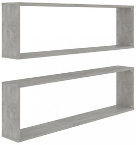 2 db betonszürke szerelt fa fali polc 100 x 15 x 30 cm