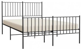 fekete fém ágykeret fej- és lábtámlával 120 x 200 cm