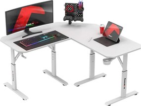Sarok gamer asztal állítható magasság 140 x 140 x 79 cm fehér