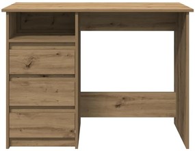 kézműves tölgy színű szerelt fa íróasztal 102x50x75 cm