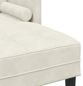 Kerti Kanapé Pad és Párnák L-Alakú Krém Bársony, L-alakú Kanapé Krém 173x131x67 cm Bársony, Pad Krém 113 cm Bársony