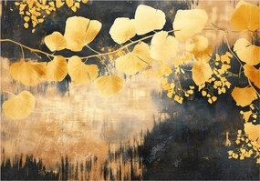 Fotótapéta Levelek Absztrakt Beton Arany Tapéta Hálószoba Nappali 254x184