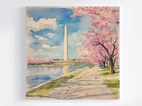 Canvas Vászonkép Washington Város Usa Obeliszk Emlékmű Tavasz 80x80