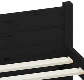 fekete tömör fa ágykeret 90x200 cm