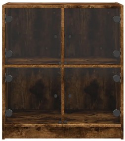 füstös tölgy színű kisszekrény üvegajtókkal 68 x 37 x 75,5 cm