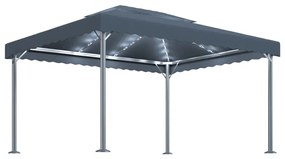 Antracitszürke alumíniumpavilon LED fényfüzérrel 400 x 300 cm