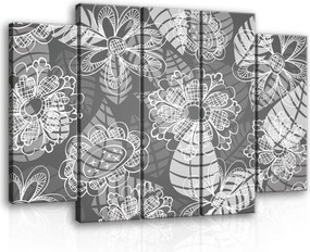 Vászonkép 150x100 moduláris poliptich keret nélkül virágos szürke absztrakt