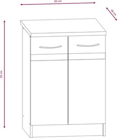 Konyhagarnitúra 240 cm. Világos Sonoma / Sötét Sonoma Színben. LIVIA