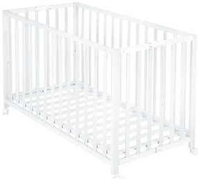 Fehér összecsukható gurulós babaágy 60x120 cm Fold up – Roba