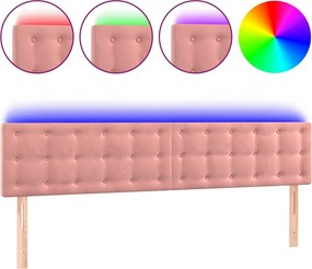 vidaXL rózsaszín bársony LED-es fejtámla 180x5x78/88 cm
