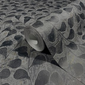 Szürke-arany tapéta a szobába szürke levelek vinil tapéta